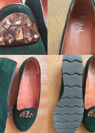 Зелёные замшевые туфли3 фото