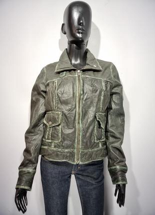 Кожаная куртка натуральная кожа pepe jeans (london) размер xl