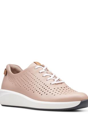 Кожаные кроссовки clarks un rio tie pink1 фото