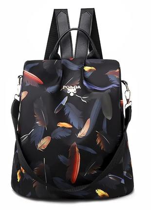 Женский рюкзак черный с принтом2 фото