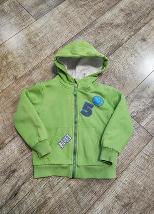 Толстовка на хутрі, кофта на блискавці з капюшоном, dopo dopo р. 98-104, 3-4 роки