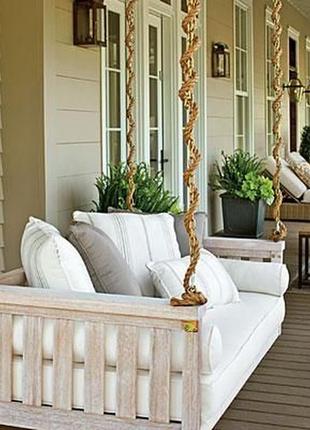 Подвесной диван. садовые качели wood luxury.2 фото