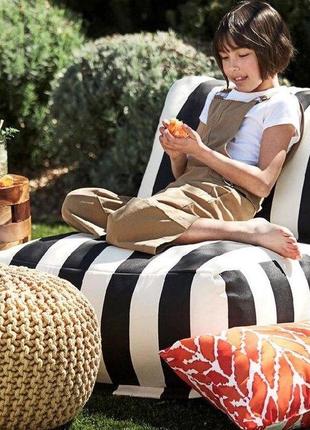 Бескаркасное кресло-мешок полосатое уличное непромокаемое 78*98*90 см красный.