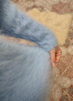 Свитер из мохера, ажурный свитер из мохера, пушистый свитер, вязаный итальянский свитер.7 фото