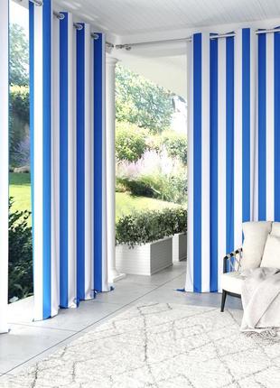 Непромокаемые шторы для альтанки для улицы  wood luxury непромокаемая 175х220 см голубой/белый.
