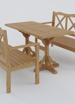 Дерев'яний стіл прямокутний вуличний непофарбований  wooden lake 160смx80см summer-sb-02 фото
