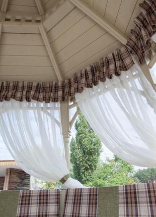 Уличные шторы для беседок и веранд с пропиткой - от мух и комаров белый 2850ш*2150в. нетеневые.3 фото