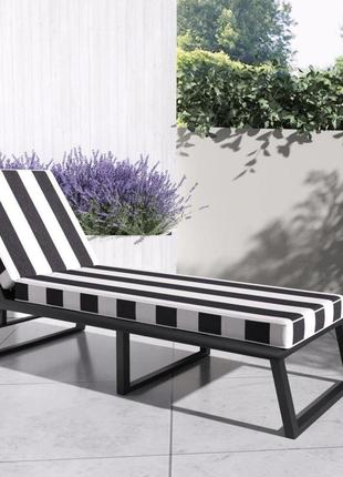 Смугастий матрац шезлонг wood luxury 185х53х8 см непромокальний чорний/білий.