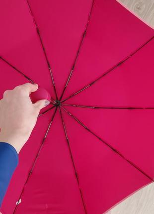 Парасоля зонт парасолька однотонна складна компактна напівавтомат великий жіночий рожевий міцний 10 спиць2 фото