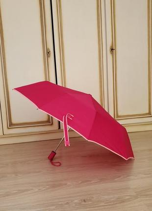 Парасоля зонт парасолька однотонна складна компактна напівавтомат великий жіночий рожевий міцний 10 спиць