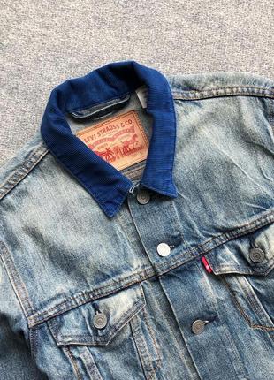 Оригинальная джинсовая куртка, джинсовка levi’s unisex washed denim jeans jacket blue/white2 фото