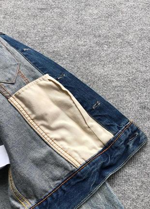 Оригинальная джинсовая куртка, джинсовка levi’s unisex washed denim jeans jacket blue/white6 фото