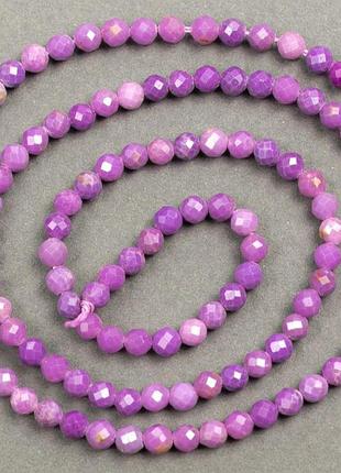Натуральный камень яшма фиолетовая граненые бусины на нитке d-3мм l-40см +-