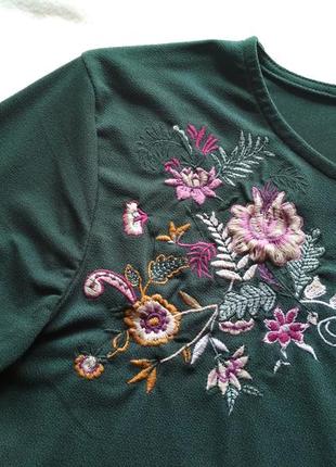Трендова блуза топ з вишивкою воланами та оксамитовими вставками/блузка4 фото