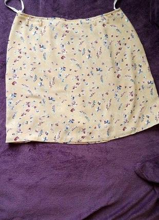 Юбка из шифона c нежным принтом, на подкладке