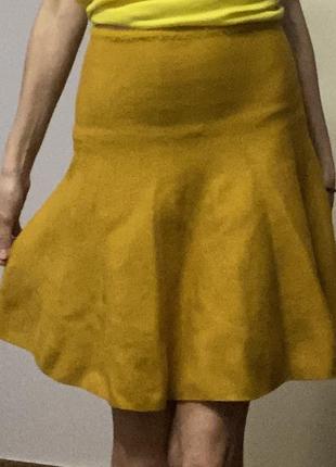 Zara великолепная горчичная мини юбка4 фото