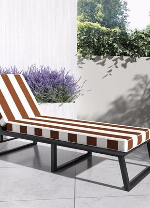 Матрац шезлонг смужка wood luxury 185х53х8 см непромокальний коричневий/білий.