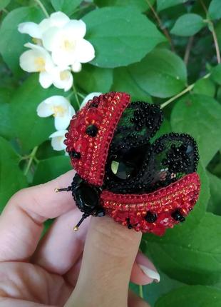 Брошь из бисера божа коровка🐞🐞, жук, бабочка