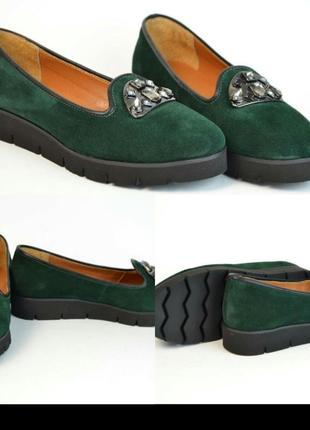 Зелёные замшевые туфли1 фото