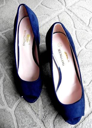Удобные туфельки  синие4 фото