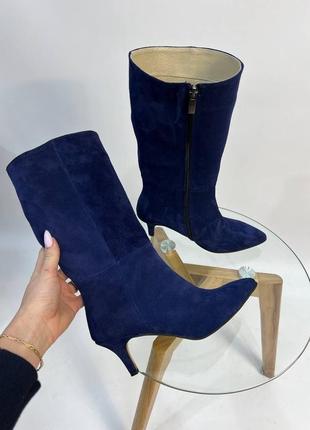 Синие полусапогиьіикка натуральная кожа или замш демисезон зима