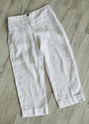 Штани брюки кюлоти лляні льон білі укорочені zara4 фото