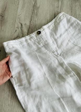 Брюки брюки кюлоты льняные лен белые укороченные zara6 фото