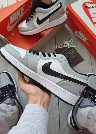 Мужские кроссовки nike air jordan 1 low (серо/черные)