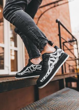 Nike air force 1 low skeleton black white, кросівки чоловічі найк аір форс, кроссовки мужские найк эир форс