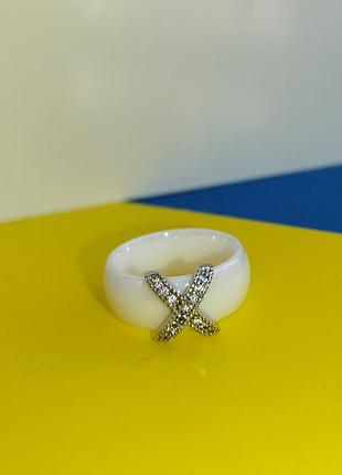 💎 керамическое белое кольцо с камнями колечко керамика камни