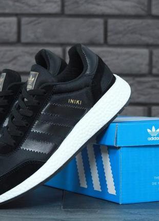Adidas iniki black white, кроссовки мужские адидас, кросівки адідас чоловічі