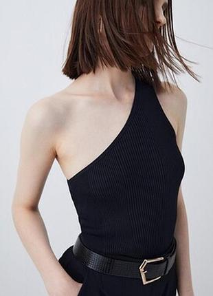 Укороченная блуза топ из вискозы на одно плечо zara