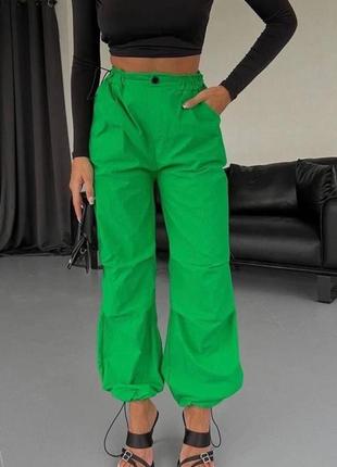 Модные широкие штаны, ткань плащевка, цвет: електрик, черный, зеленый, беж, размер: 42-44,46-48, 50-524 фото