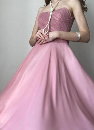 100% шелк. розовое нарядное платье на выпускной вечер винтаж monsoon