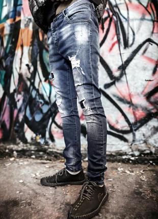 Джинсы слимы стрейч узкачи renuar w32 original стильные джинсы рванки  пояс 43