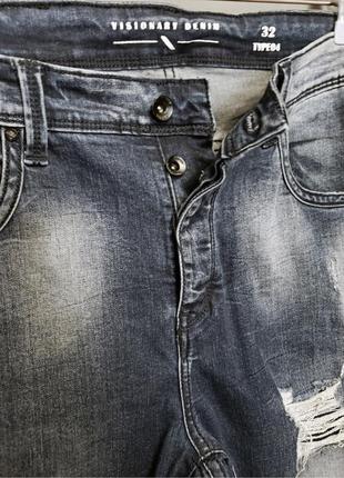 Джинсы слимы стрейч узкачи renuar w32 original стильные джинсы рванки  пояс 439 фото