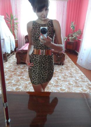 Літній приталену сукню міді,топ+спідниця міді,леопардовий принт2 фото