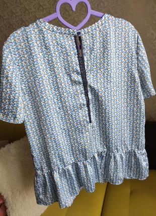 Блузка, футболка, zara, атласная, красивый принт, р.  l2 фото