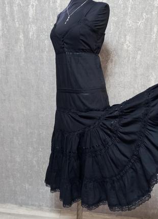Сарафан ,сукня чорна  максі 100% бавовна ,мереживо розкішна ,ефектна літня,легка нова