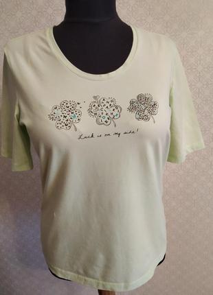 Нежная футболка мятного цвета фирмы betty barclay. раз 48-50