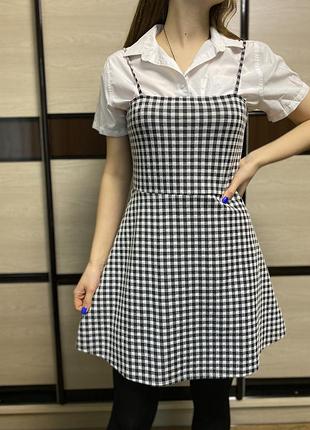 Платье сарафан платье гусиная лапка