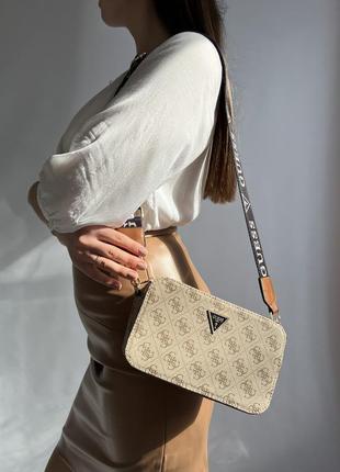 Женская модная сумка guess snapshot (beige) бежевая