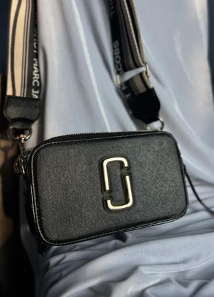 Женская сумка marc jacobs logo black модная маленькая сумка через плечо черного цвета