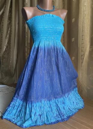 Шикарний сарафан без лямок 94% viscose, 6% metallic m / індія /.