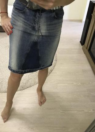 Юбка джинсовая с высокой талией zara5 фото