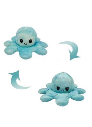 Мягкая игрушка осьминог перевертыш octopus антистресс веселый и грустный в стиле тай дай зеленый 1508-4