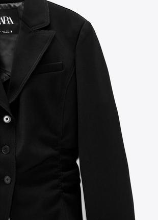 Черный пиджак zara тренд имитация корсета жакет со сборками на талии zara5 фото