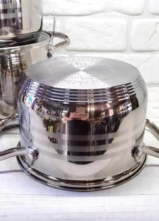 Набор кухонной посуды из нержавейки 6 предметов edenberg eb-4071 набор кастрюль с толстым дном 3 шт.9 фото