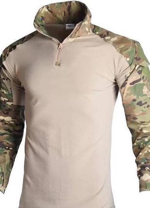 Комплект камуфляжної військової форми мультикам: сорочка, штани-карго, наколінники та налокітники2 фото