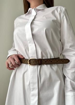 Женский кожаный брендовый пояс ремень coach classic belt in signature canvas оригинал кожа коуч коач на подарок жене подарок девушке1 фото